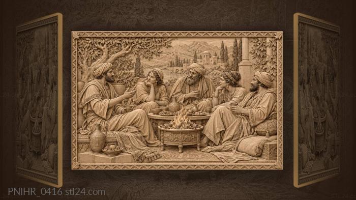 Feast by the brazier against the village 3d STL model