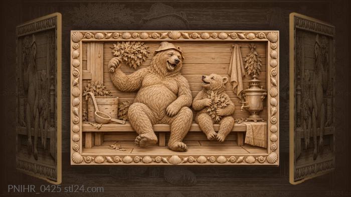 Bears in the bathhouse with a samovar 3d STL model