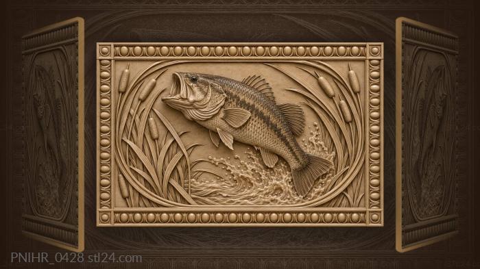 Largemouth bass among reeds cattails 3d STL model