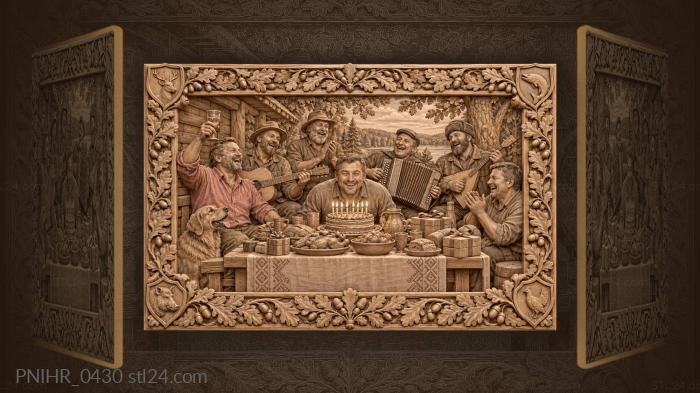Birthday man blows out candles with accordion 3d STL model