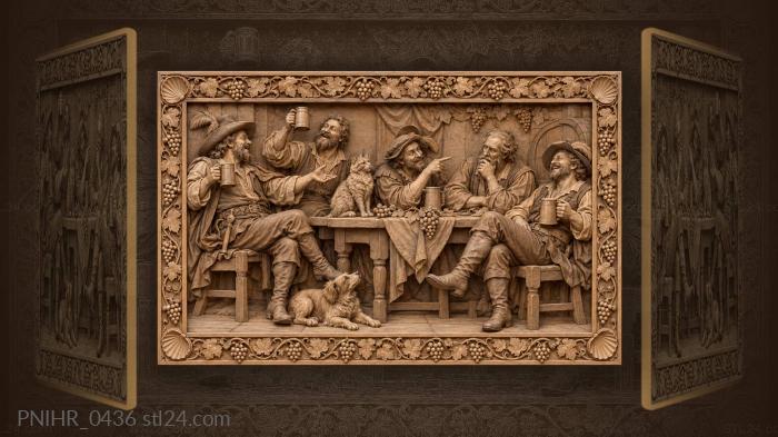 Festive gathering with friends and pets 3d STL model