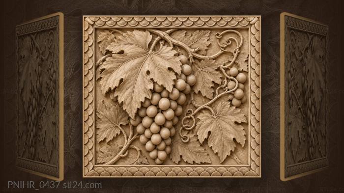 Grape cluster under a curling leaf 3d STL model