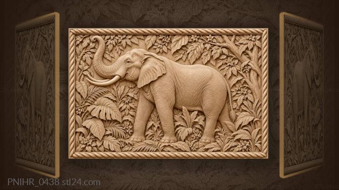 Elephant among tropical leaves 3d STL model