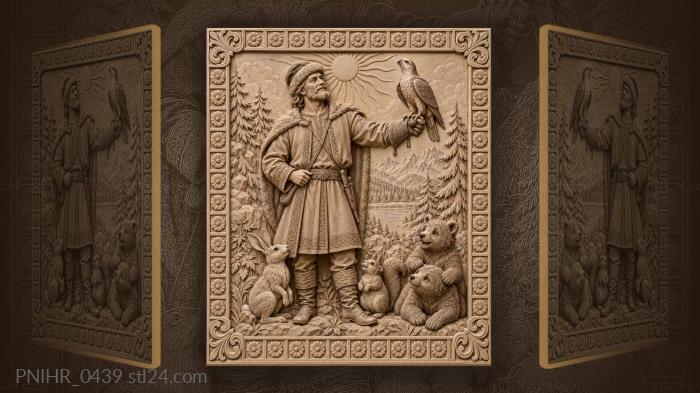 Falconer with bird upon his glove 3d STL model