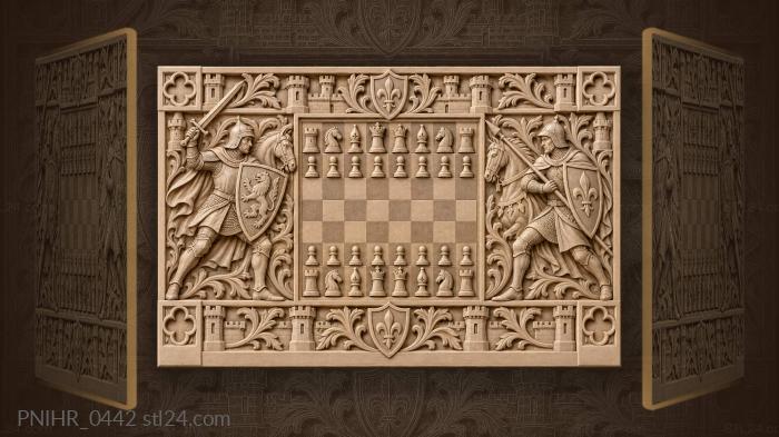 Medieval knights chess game scene 3d STL model