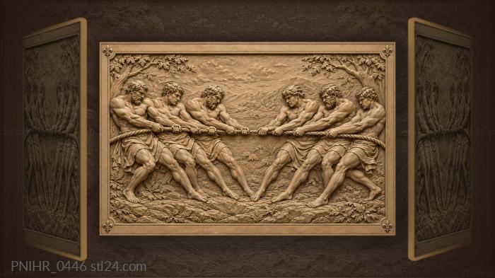 Strength contest powerful men pulling 3d STL model