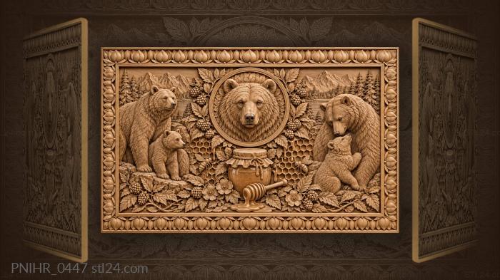 Honey and berries all around the bears 3d STL model
