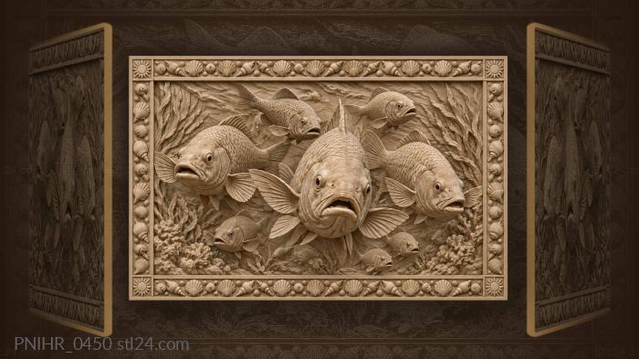 Swimming fish school ocean life 3d STL model