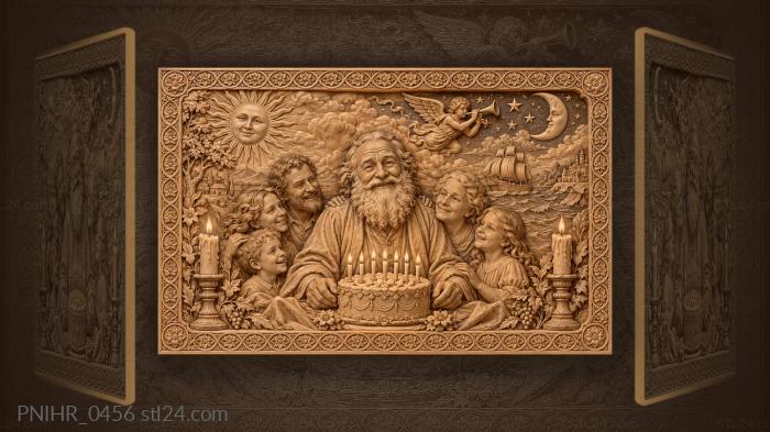 Cheerful elder spreads kindly wisdom 3d STL model