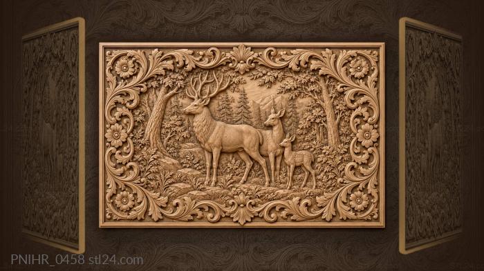 Doe follows stag across the forest glade 3d STL model
