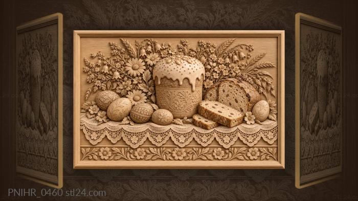 Easter cake wildflowers and spring eggs 3d STL model