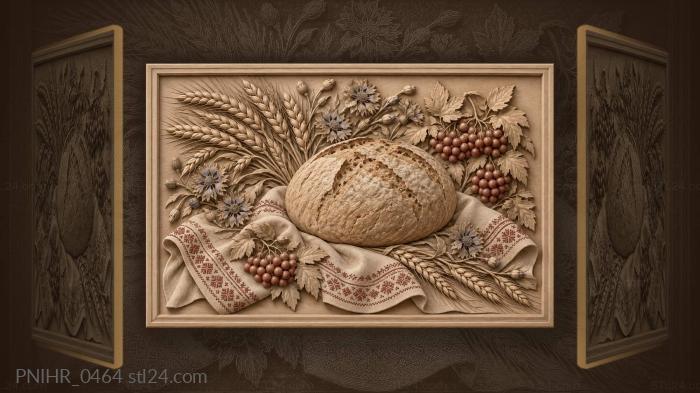 Rustic bread wheat and berries still life 3d STL model