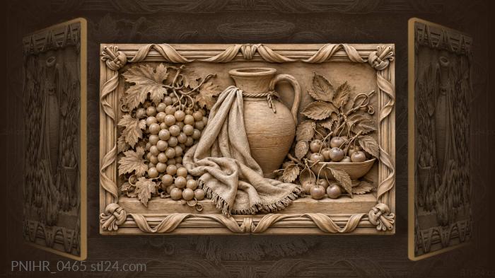 Rustic jug with summer fruits 3d STL model