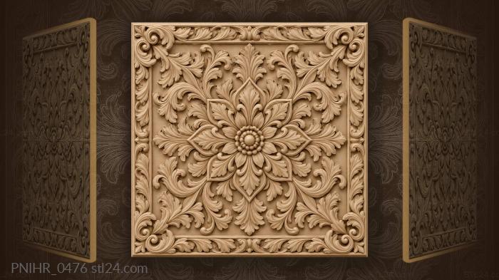 Eight petalled rosette among acanthus leaves 3d STL model