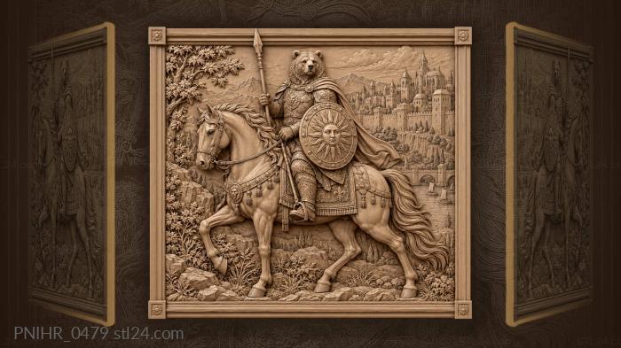 Armored bear riding with sun shield 3d STL model