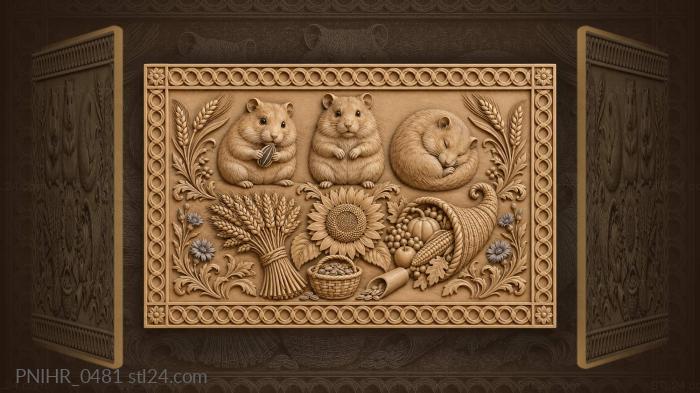 Hamsters harvest abundance golden fields 3d STL model