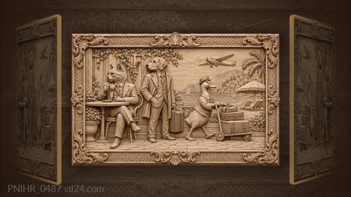 Traveling companions whimsical animal scene 3d STL model