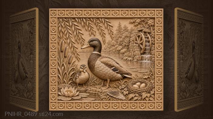 Duck family by the pond 3d STL model