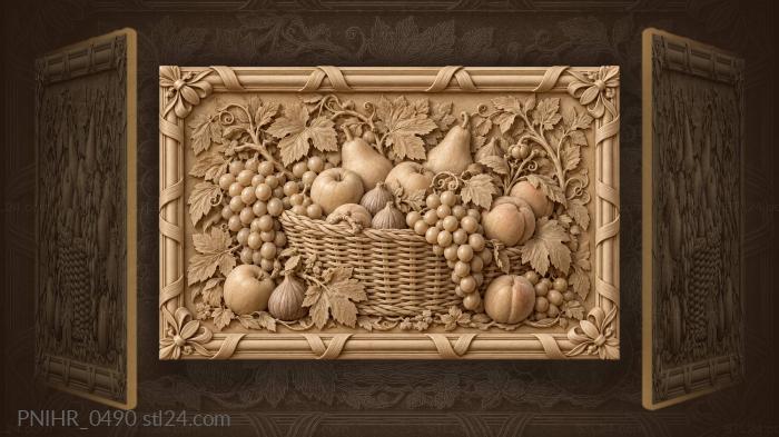 Abundant fruit in woven basket 3d STL model
