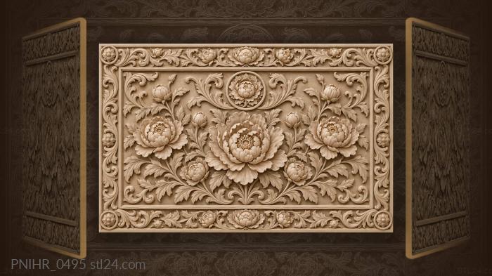 Pink peonies symmetrical floral abundance 3d STL model