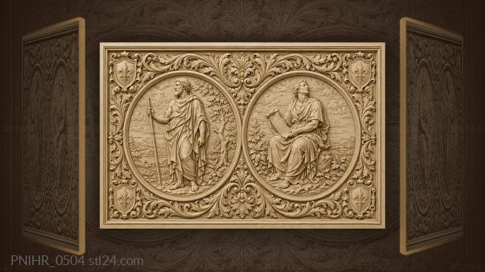 Figures with staff and scroll 3d STL model