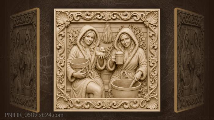 Sauna ladies with beer and duck 3d STL model
