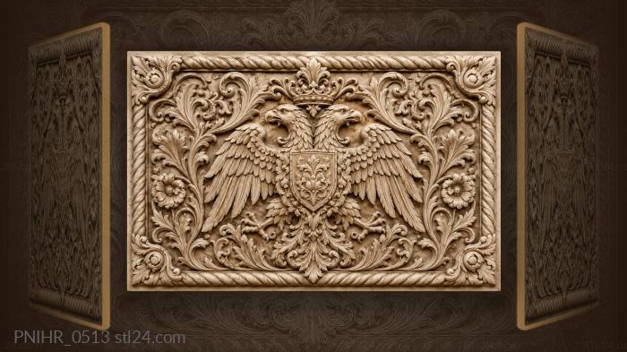 Eagle among floral scrollwork 3d STL model