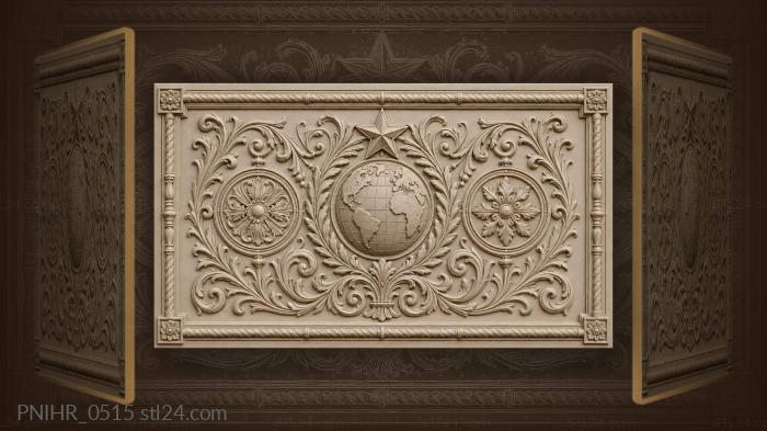 Star above a globe with two discs 3d STL model