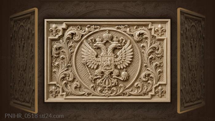 Eagle bears royal emblems amid curling foliage 3d STL model