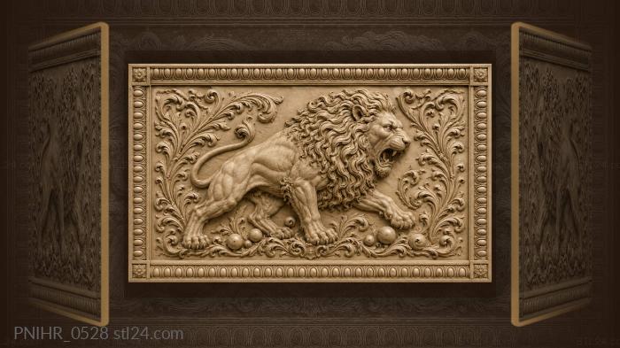Lion with curled fur and pebbles 3d STL model