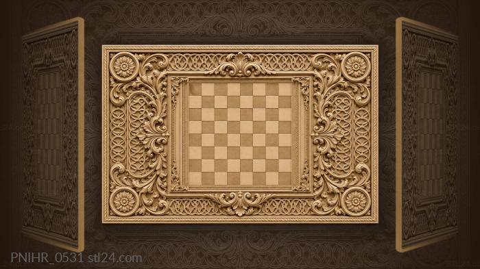 Chessboard with ornate floral frame 3d STL model