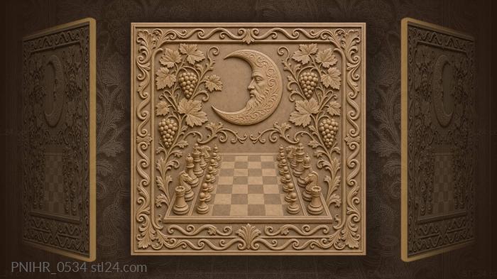 Moonlit chess with grape vines 3d STL model