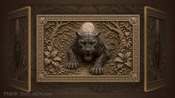 Black panther in moonlit forest 3d STL model