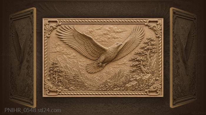 Eagle gliding over mountain firs 3d STL model