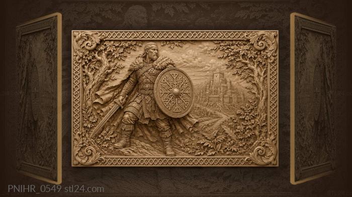 Viking with shield before fortress 3d STL model