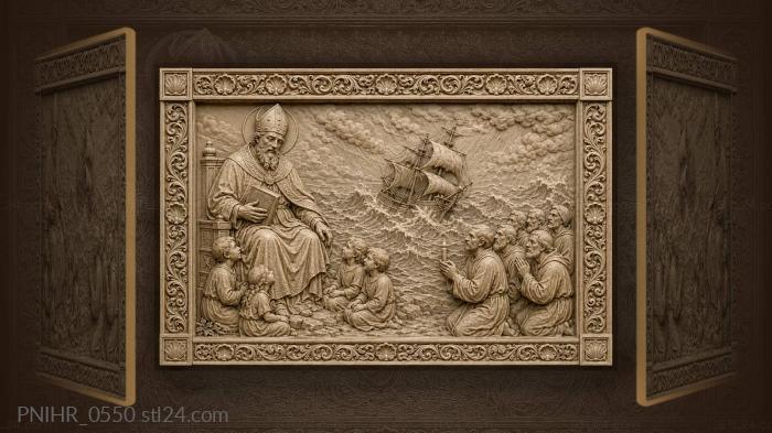 Saint nicholas with sailors and children 3d STL model