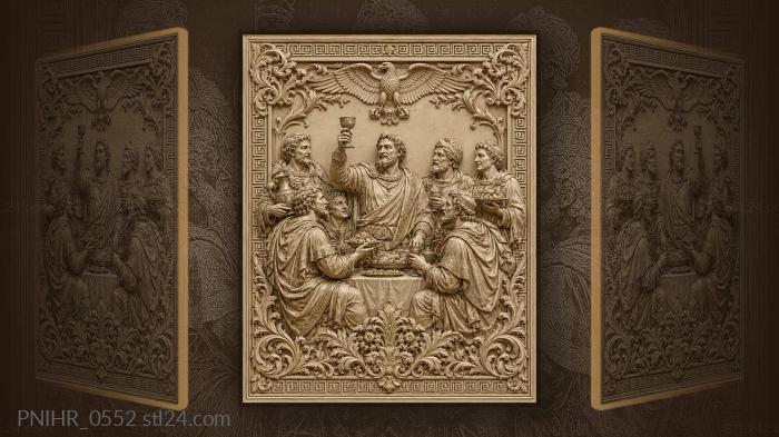 Festive gathering with eagle above 3d STL model