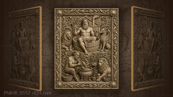 Man in tub with mythical beasts 3d STL model