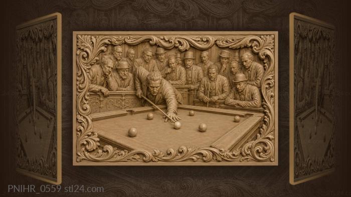 Billiards game with attentive spectators 3d STL model
