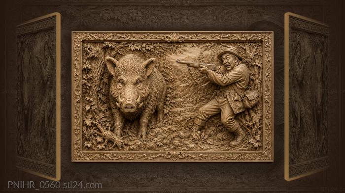 Boar unafraid of the comical gunman 3d STL model