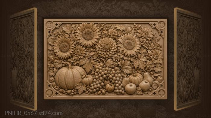 Sunflowers and dahlias above the pumpkins 3d STL model