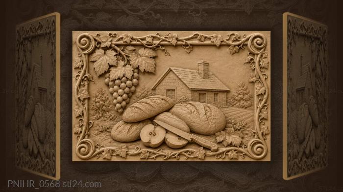 Autumn abundance grapes bread house 3d STL model