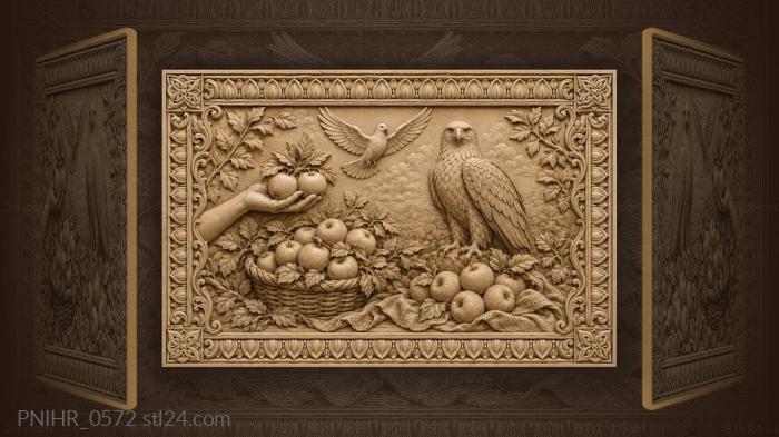 Harvest bounty with dove and eagle 3d STL model