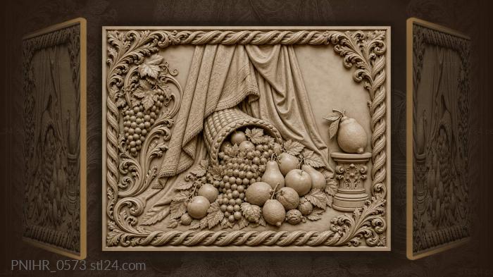 Cornucopia under drapery with lemons 3d STL model