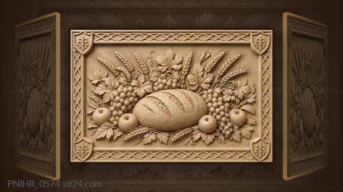 Bread between grape bunches and apples 3d STL model