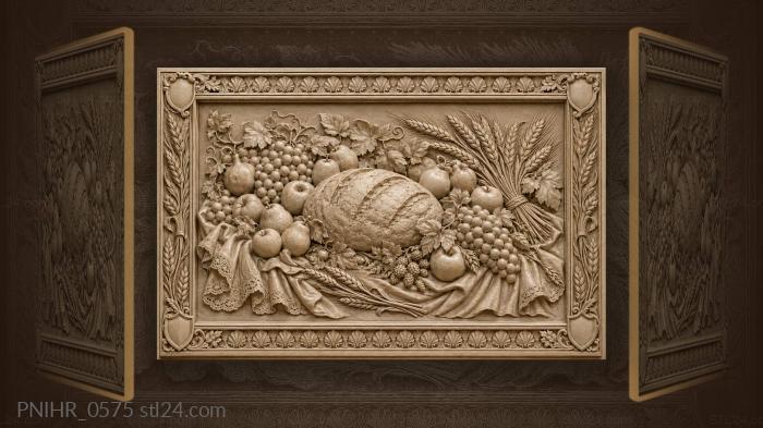 Round loaf among apples and wheat 3d STL model
