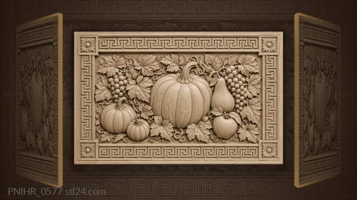 Big pumpkin between grapes and pears 3d STL model