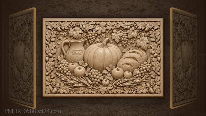 Harvest ringed by wheat and vine leaves 3d STL model