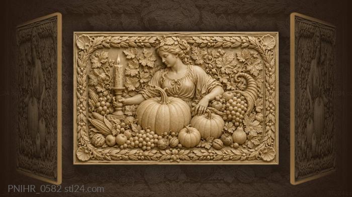 Candle standing beside the pumpkins 3d STL model