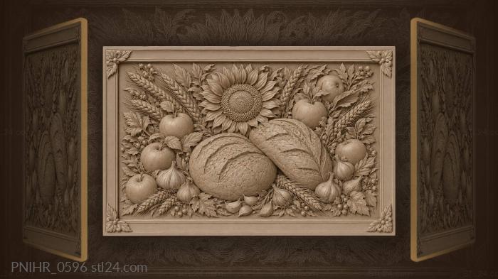 Sunflower above two loaves and garlic 3d STL model